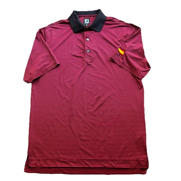 Footjoy Polo Golf Shirt Mens Medium Spain Performance Active Stretchy Striped - Picture 2 of 6